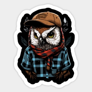 Flannel Owl Graphic by gnarly Sticker